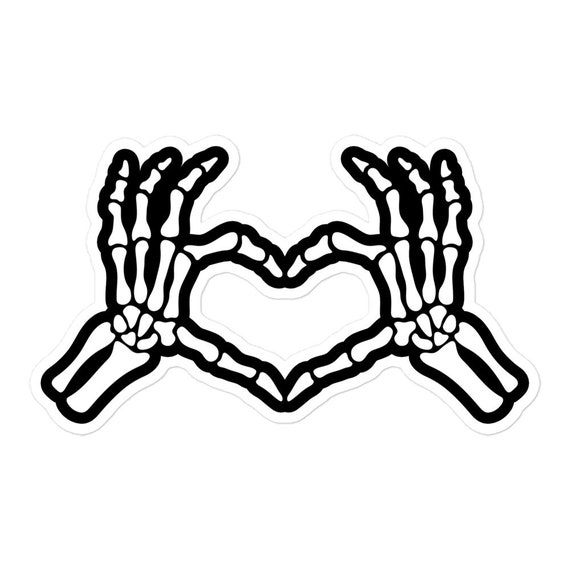 Skeleton heart hands sticker