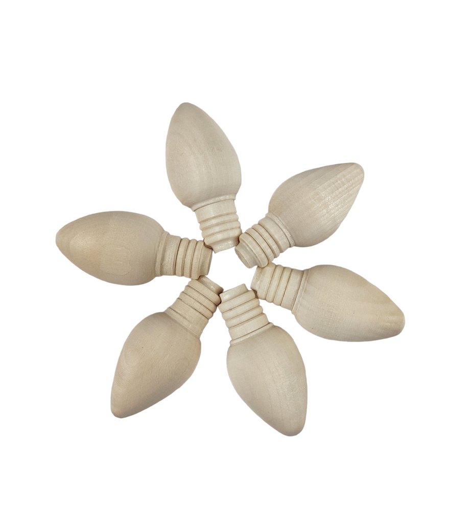 Unfinished wooden mini christmas light bulbs for holiday crafting â playspire llc