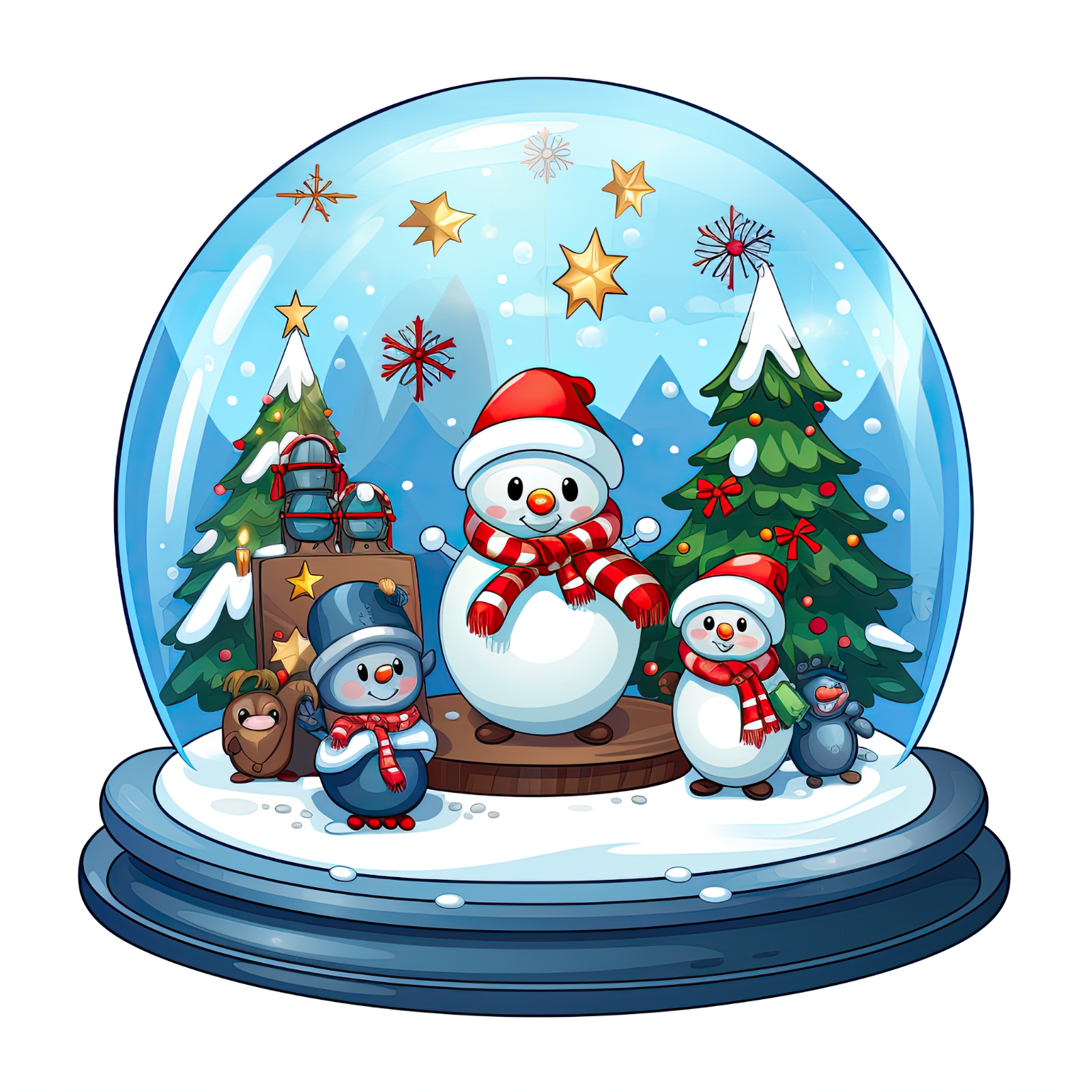 Christmas snow globe clipart png pack digital download watercolor clipart