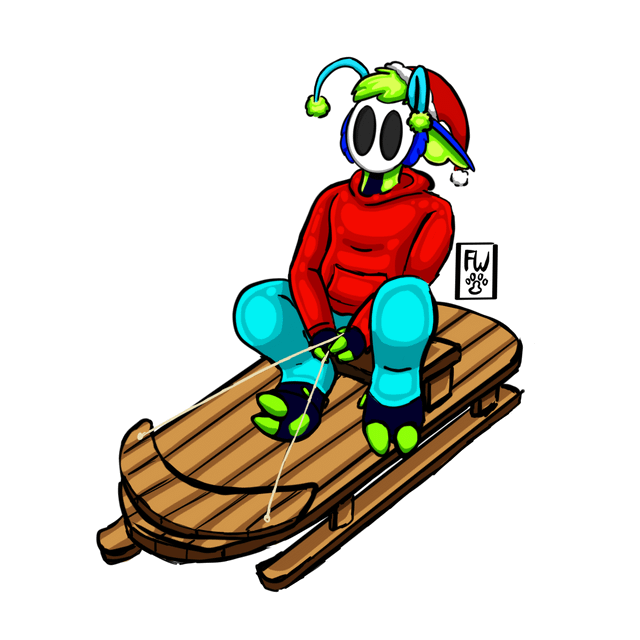 Fursuit wip and a christmas sticker design this will be my second fursuit ive made yes i drew over my hand lol rfurry