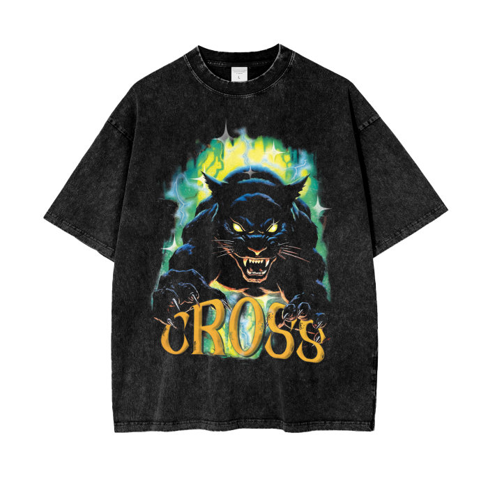 Deadly panther oversized snow wash t