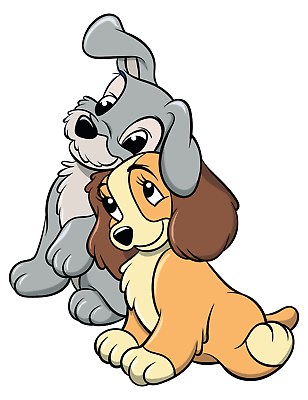 Baby dogs rtoon characters lady and the tramp vinyl home wall art del x