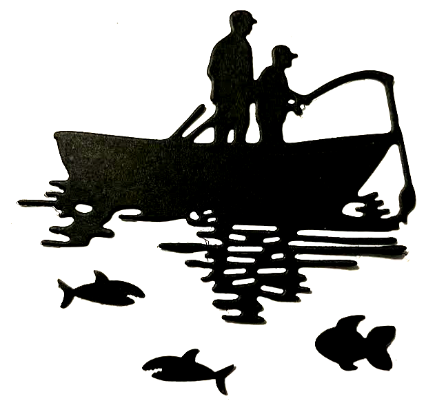 Pcs father son fishing on boat with fish below silhouette die cut cuts