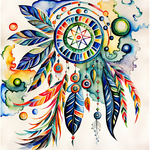 Psychedelic dreamcatcher back tattoo