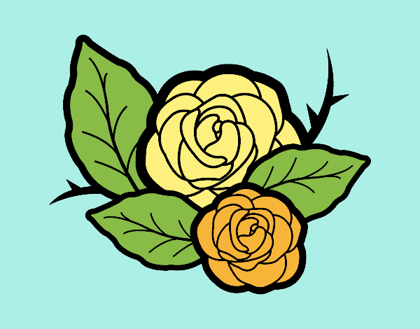 Colored page two roses painted by user not registered
