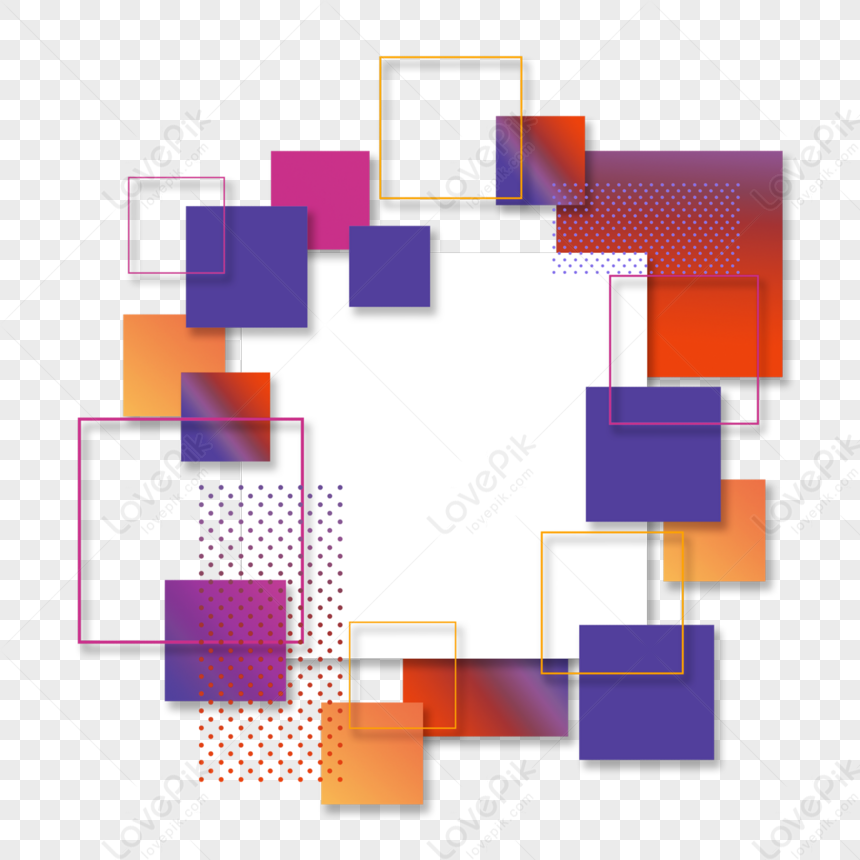 Colorful geometric abstract gradient lines square borderorangeshapes png free download and clipart image for free download