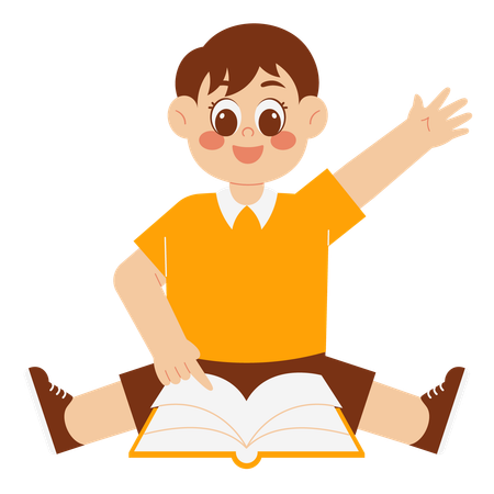 Kids reading book illustrations