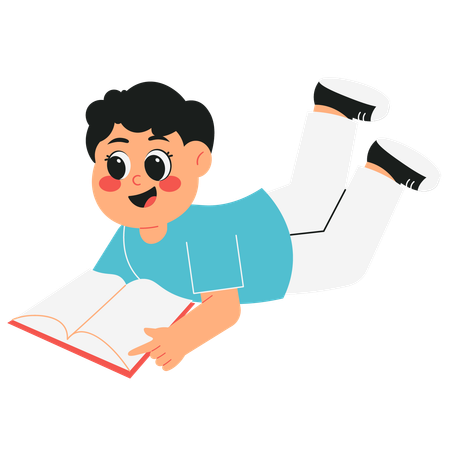 Kids reading book illustrations