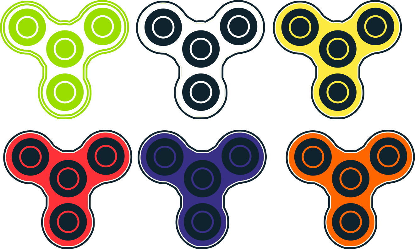 Spinning toys with different colors clip art image