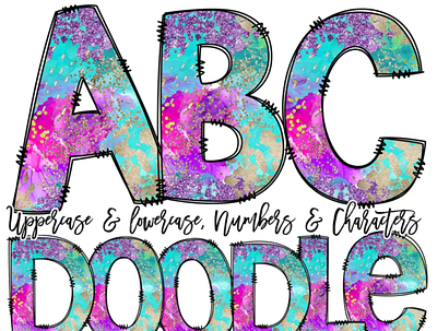 Doodle font tie dye doodle letters tie dye alphabet pack by subfulli on