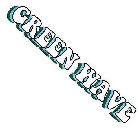 Green wave bubble letter sticker ss
