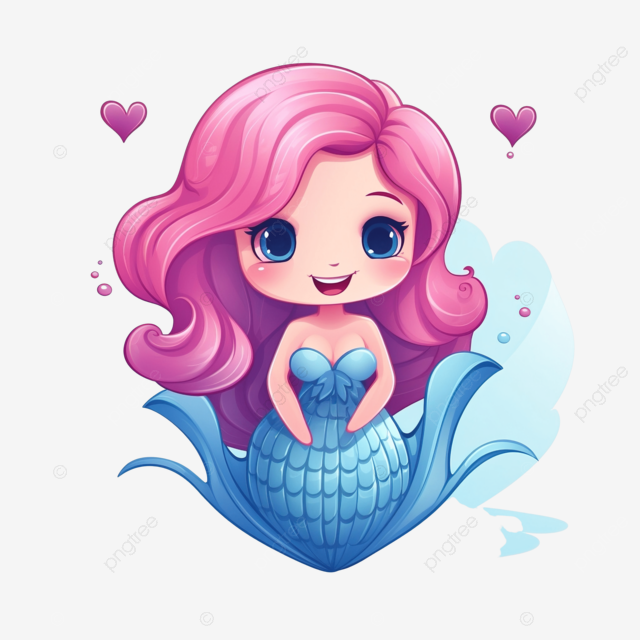 Cartoon mermaid hug heart for valentines day kawaii animal cute mermaid mermaid baby princess png transparent image and clipart for free download