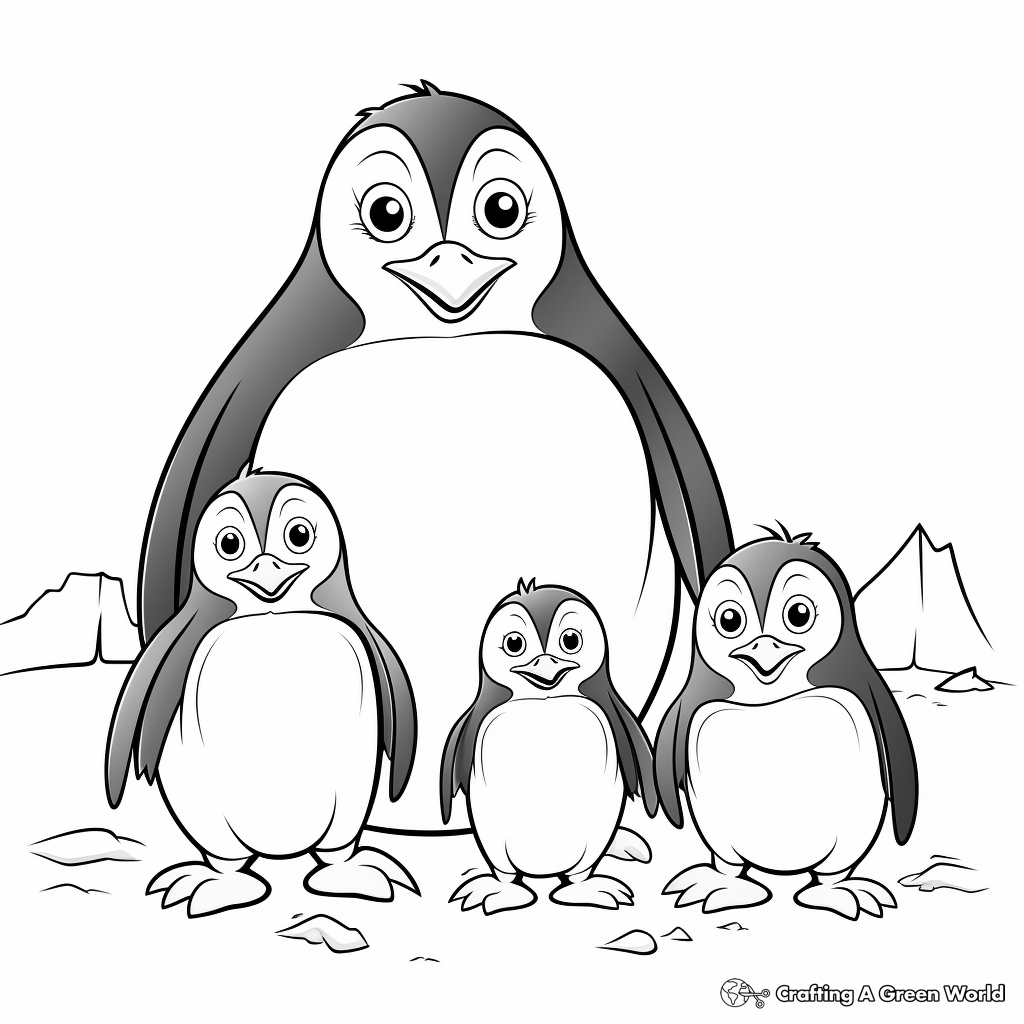 Penguin family coloring pages