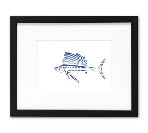 Sailfish mini art print x inch billfish artwork â shark zen