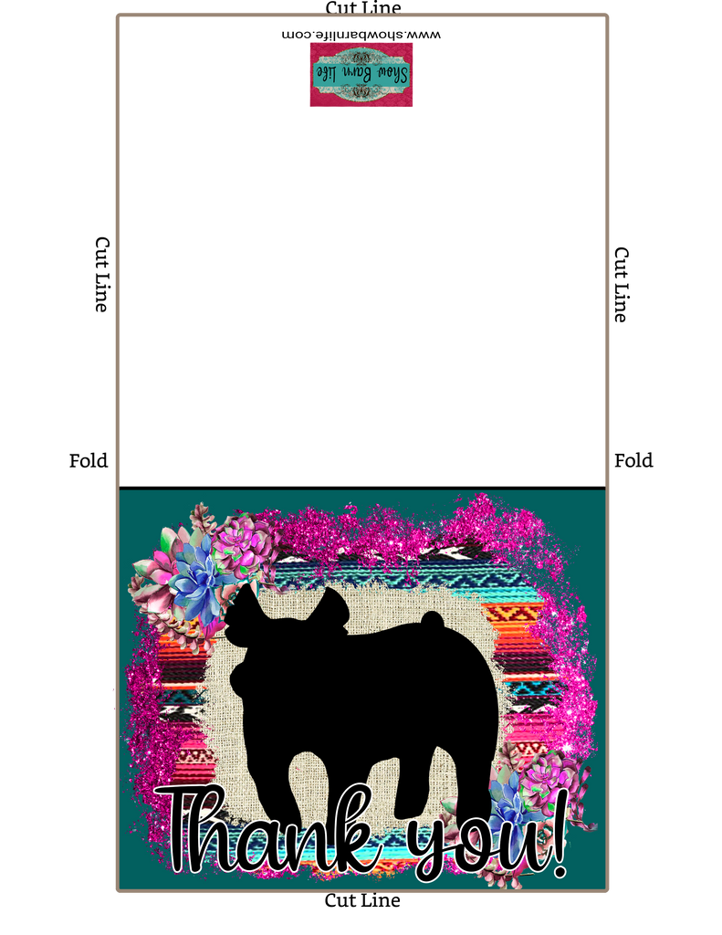 Livestock show pig thank you printable card