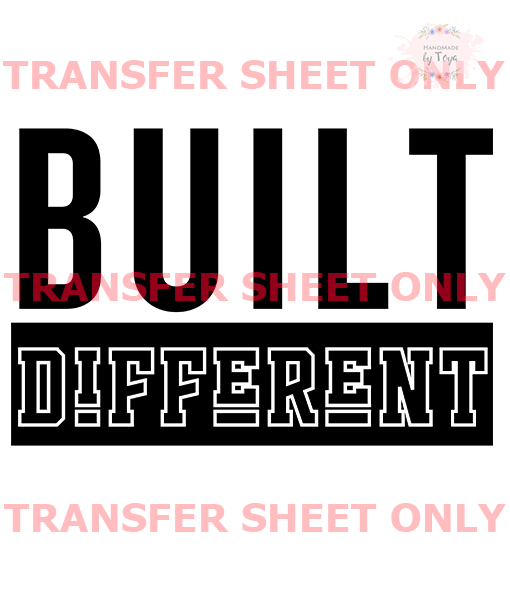 Built different black iron on transfer sheet only black print â handmade by toya