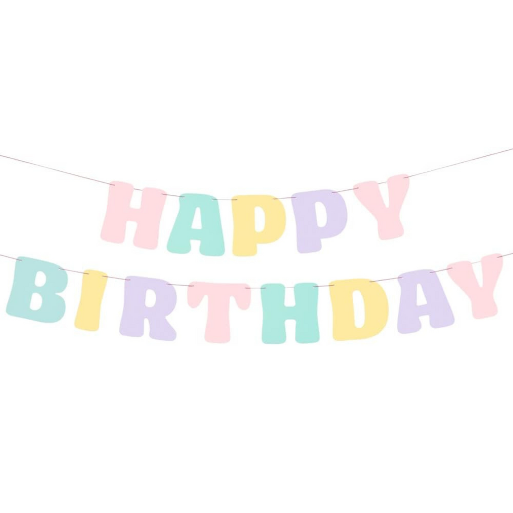 Pastel happy birthday letter banner ft the party darling