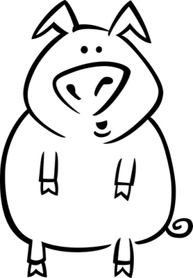 Plush blanket cartoon pig for coloring page