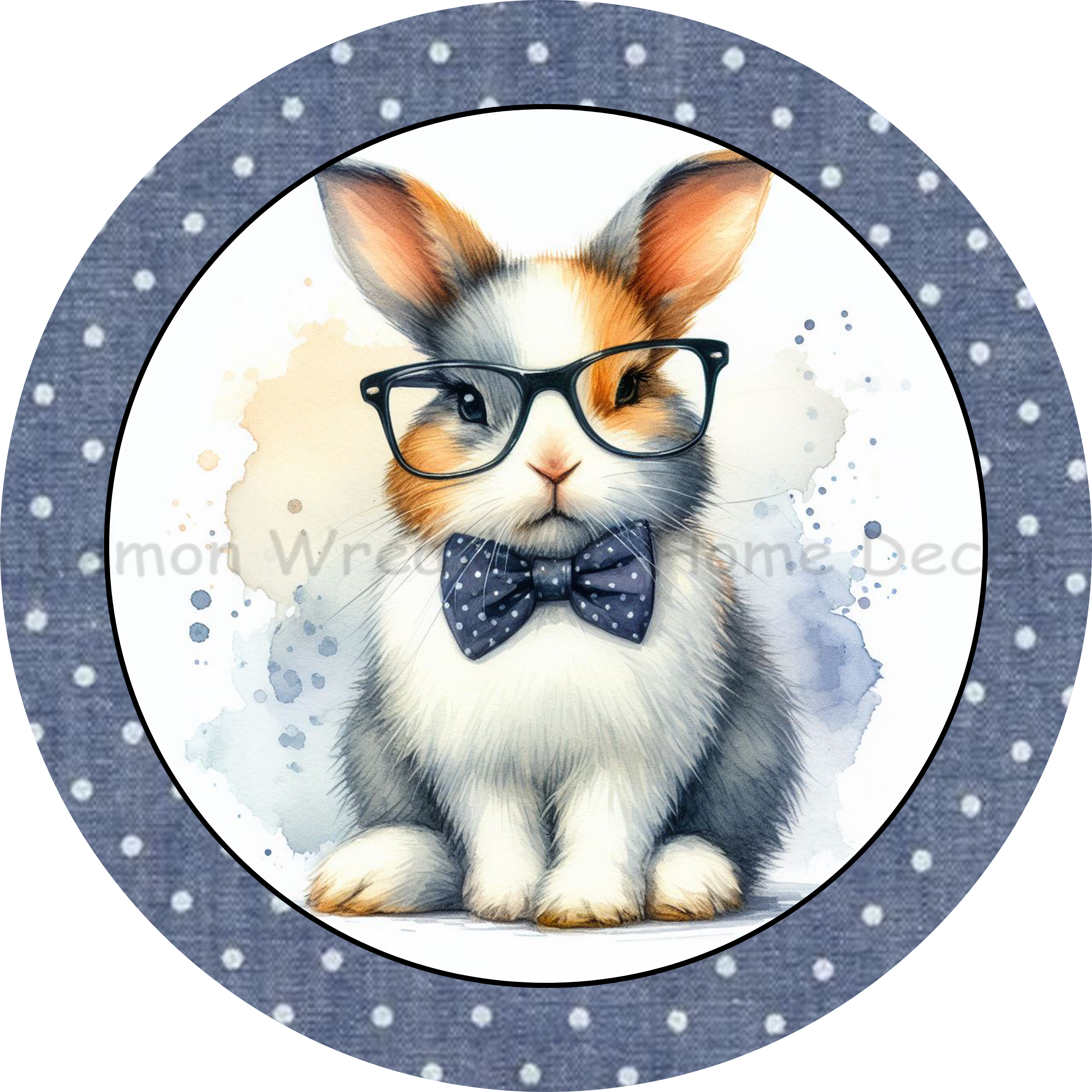 Denim blue bow tie bunny metal sign â lemon wreaths home decor