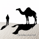 Camel in desert coloring pages