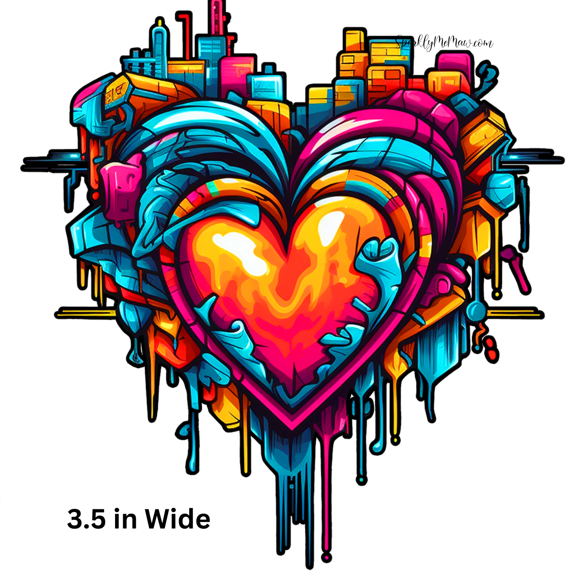 Graffiti heart uv inch decal â sparkly memaw llc