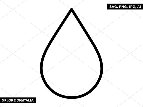 Water drop outline clip art coloring vector art instant digital download svg cut files png jpg ai printing cricut silhouette download now
