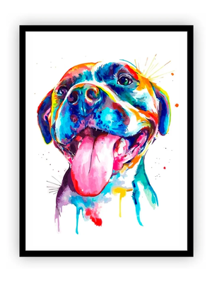 Quadro moldura cachorro pintura aquarela xcm