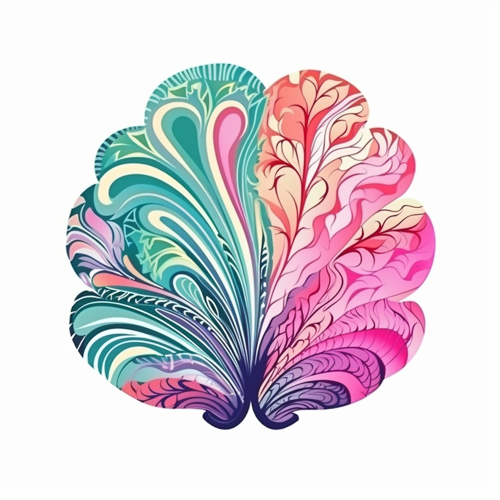 Seashell in the style of lilly pulitzer isolated on a white background vibrant colors in the style of clipart