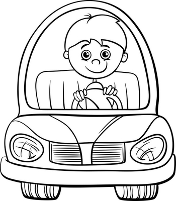 Manta de felpa muchacho en la pãgina de dibujos animados para colorear coche
