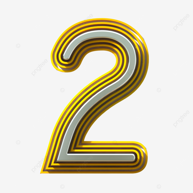 Yellow outlined font number two d text decorative three dimensional stairs layers png transparent image and clipart for free download
