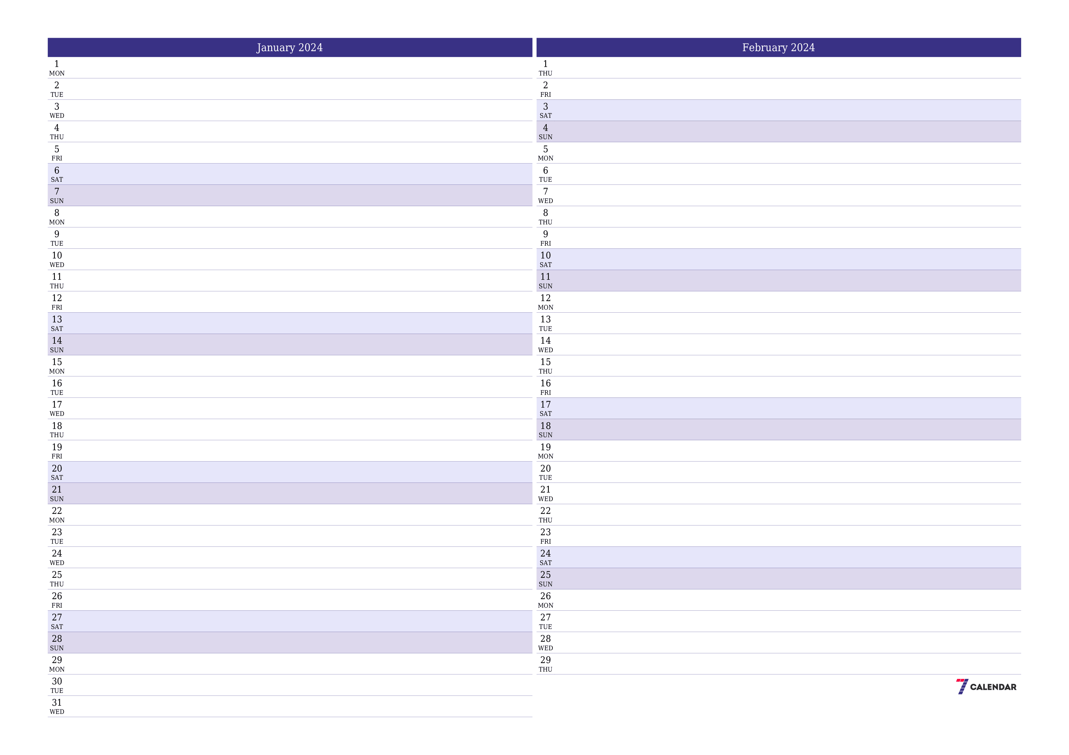 January free printable calendar and planner pdf and png templates