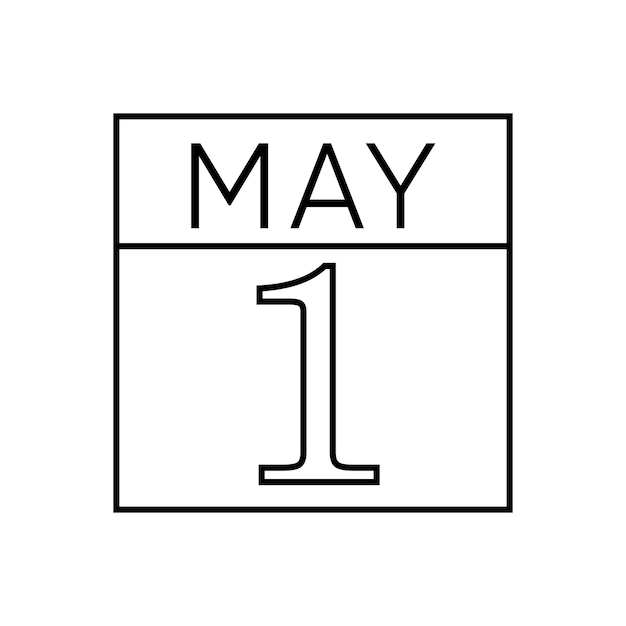 Calendario de mayo icono plano sobre fondo blanco dãa internacional de los trabajador vector premium
