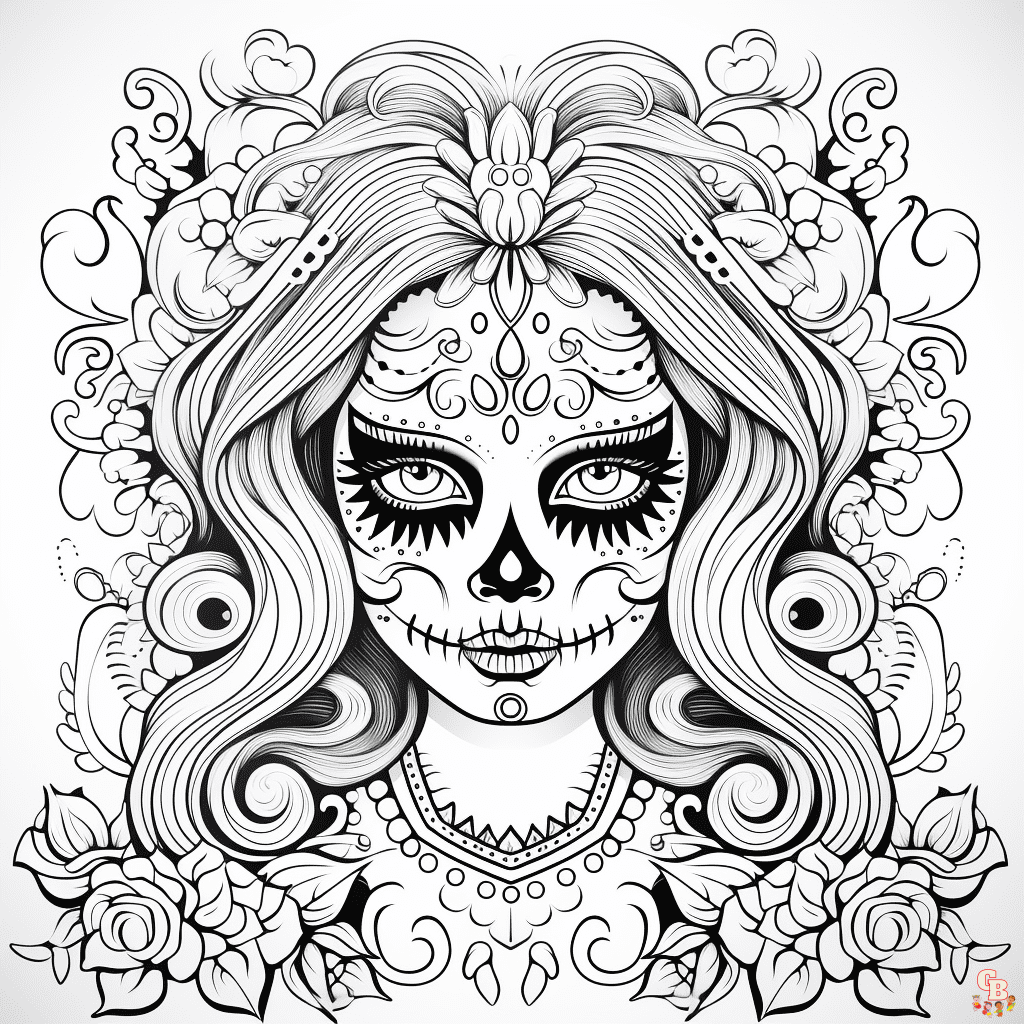 Paginas para colorear del dia de muertos imprimibles gratis