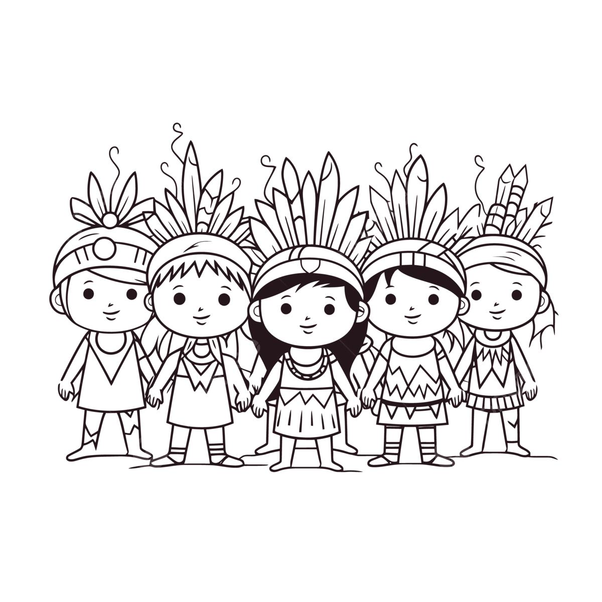 Dibujo de grupo niãos indios pãgina para colorear mi boceto contorno libre vector png dibujos dibujo de ala dibujo de anillo dibujo en color png y vector para dcargar gratis