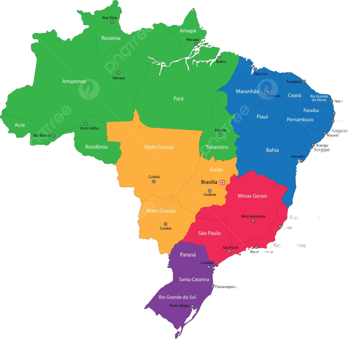Colorido mapa do brasil cor fundo americano vetor png cor americano fundo imagem png e vetor para download gratuito