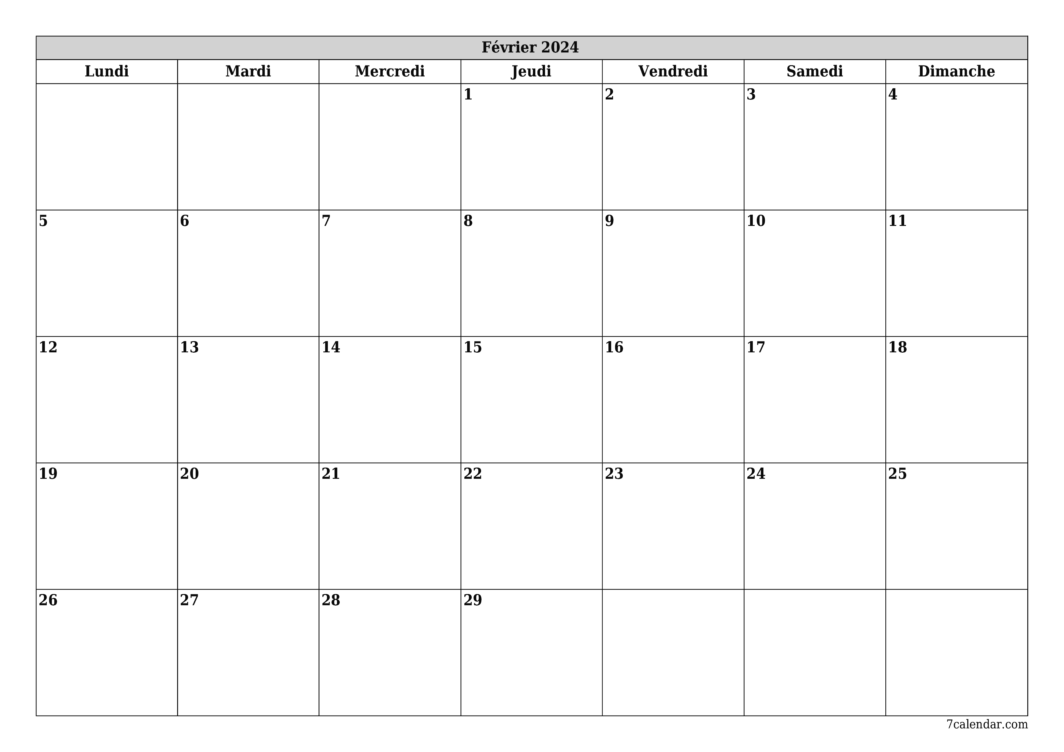 Calendriers et agendas imprimables pour le mois fãvrier a a vers pdf et png