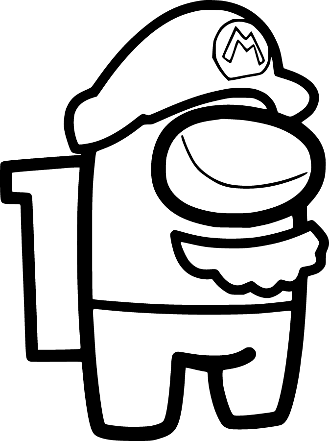 Coloriage among us mario ã imprimer avec tãªte ã modeler