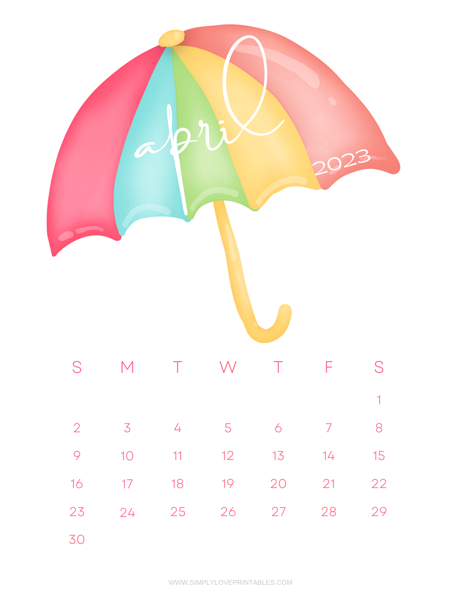 Free printable april calendars simply love printables