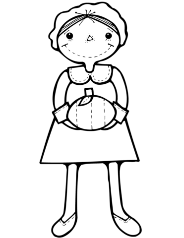 Dibujo de dibujo de niãa peregrina con calabaza para colorear dibujos para colorear imprimir gratis