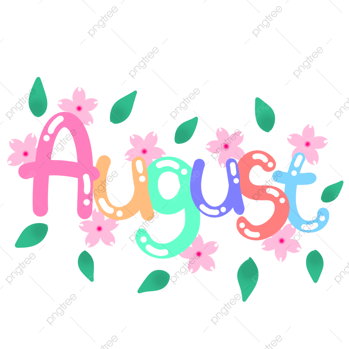 Handwrite png transparent colorful cute august handwriting in english sticker month calender png image for free download