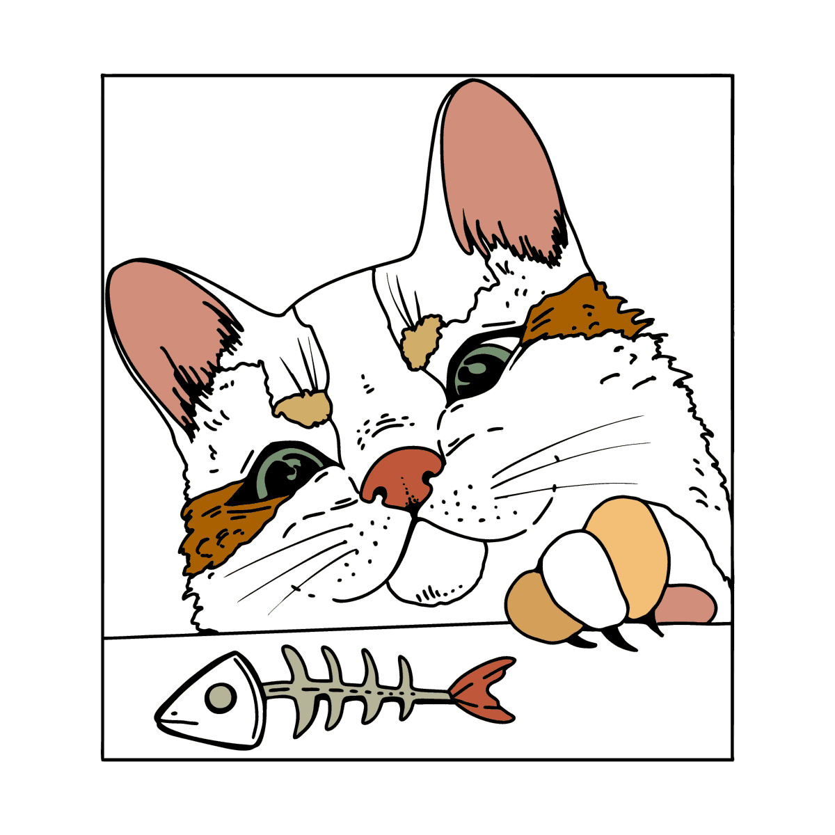 Cat head coloring page â online and print for free