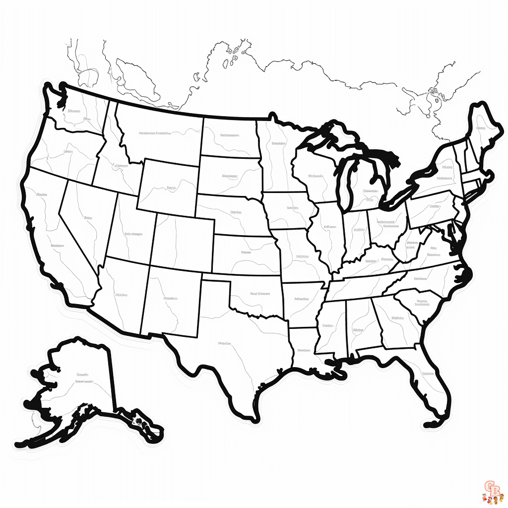Printable us map coloring pages free for kids and adults