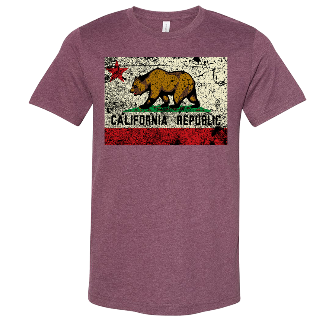 California state flag distressed asst colors sueded tee