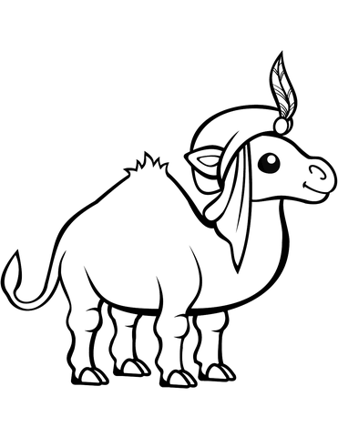Funny camel in a turban coloring page free printable coloring pages