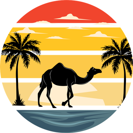 Best camel in the river illustration download in png vector format