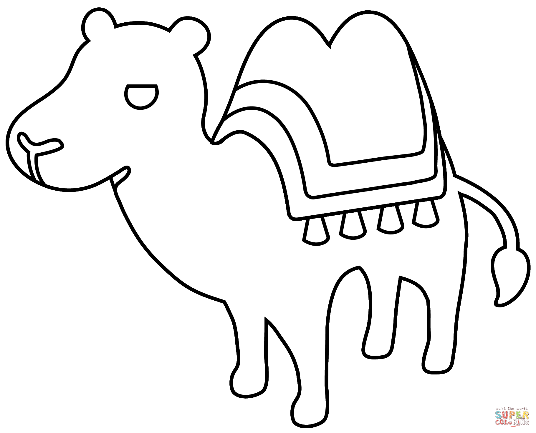 Dibujo de emoji de camello con dos jorobas para colorear dibujos para colorear imprimir gratis
