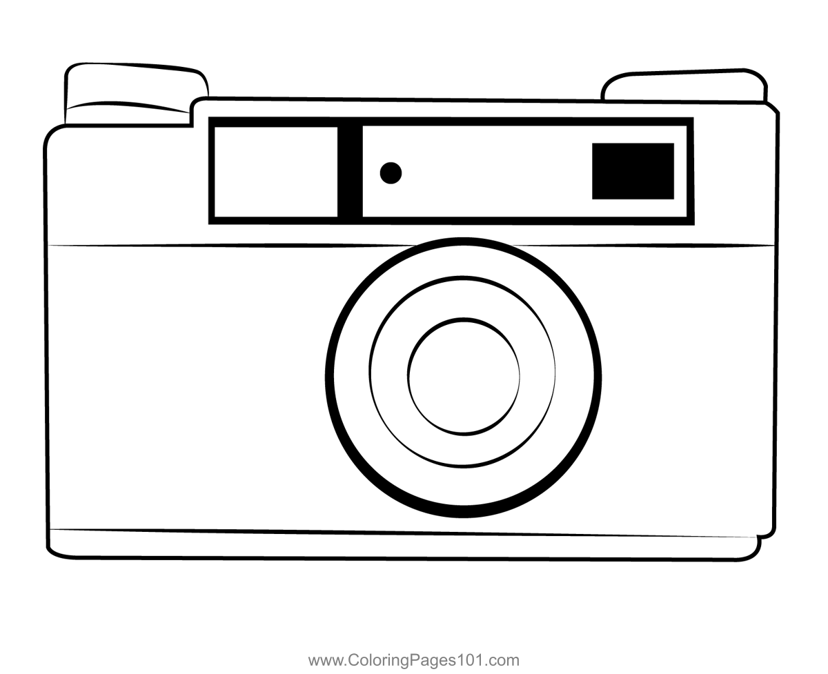 Black camera coloring page for kids