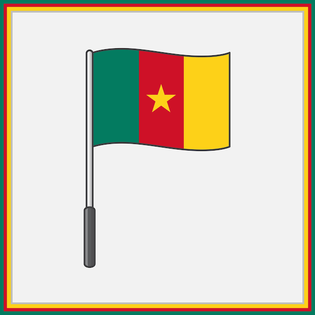 Premium vector cameroon flag cartoon vector illustration flag of cameroon flat icon outline