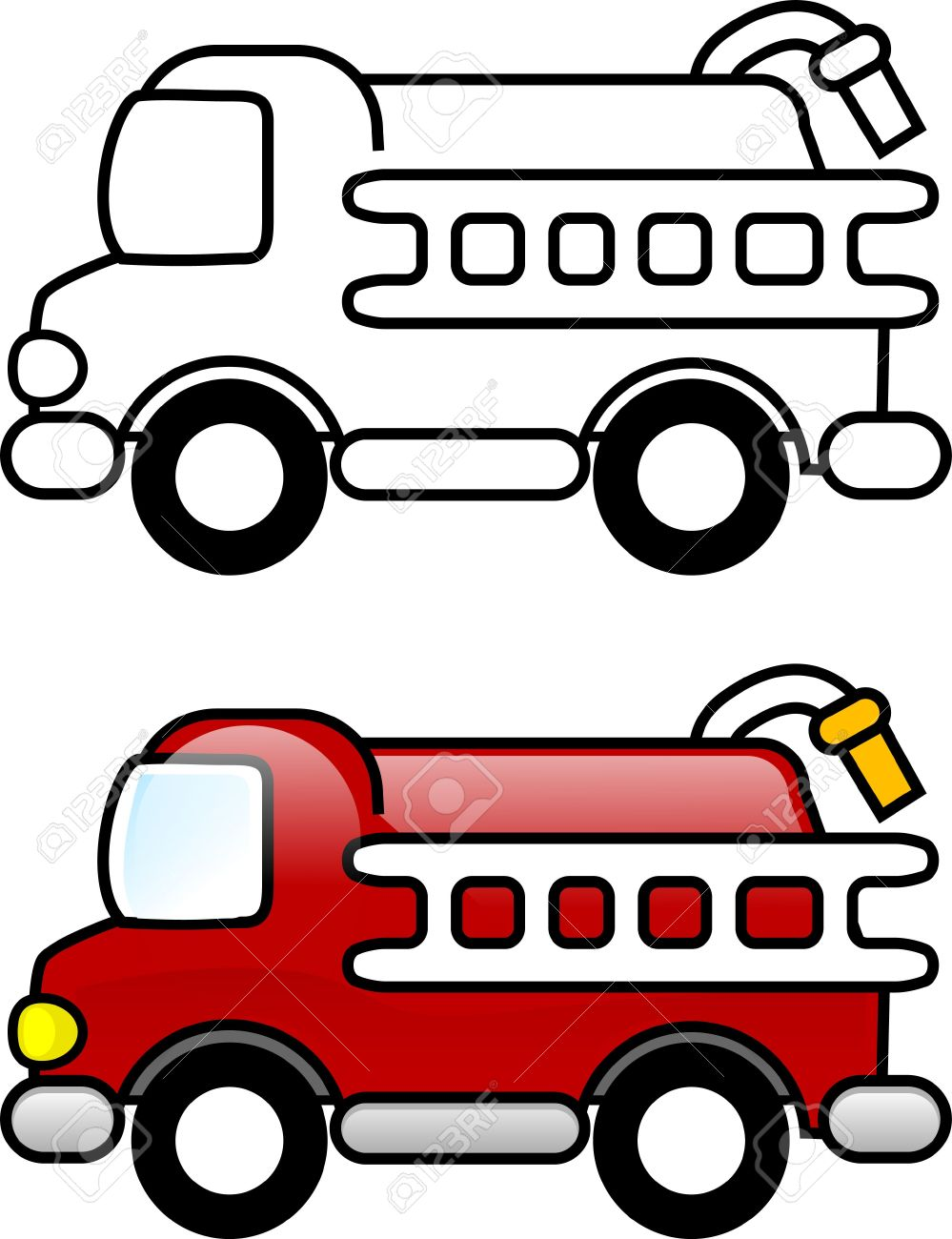 Camion de bomberos animado para colorear