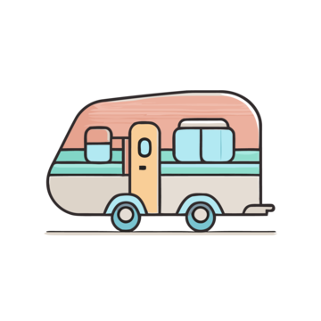 The camper coloring image features a camper in the middle a hill and mountains and the sun outline sketch drawing vector sun drawing mountain drawing wing drawing png and vector with transparent